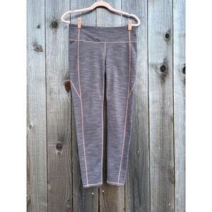 Athleta Womens Space Dye Leggings Brown Orange Contrast Stitch Athletic Pants M